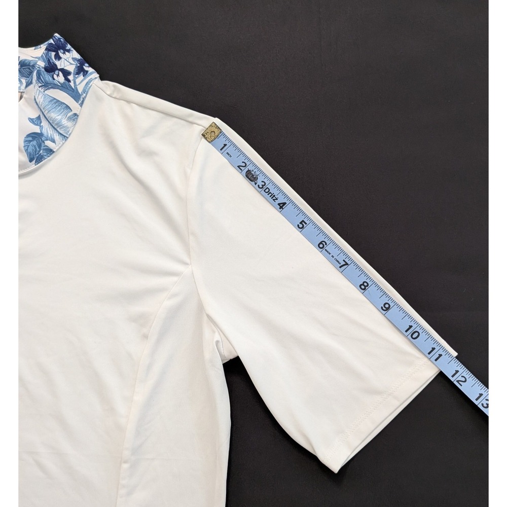 TOMMY BAHAMA Golf Women's 1/4 Zip Polo Shirt White Blue Floral Large L - NWT - Picture 6 of 8